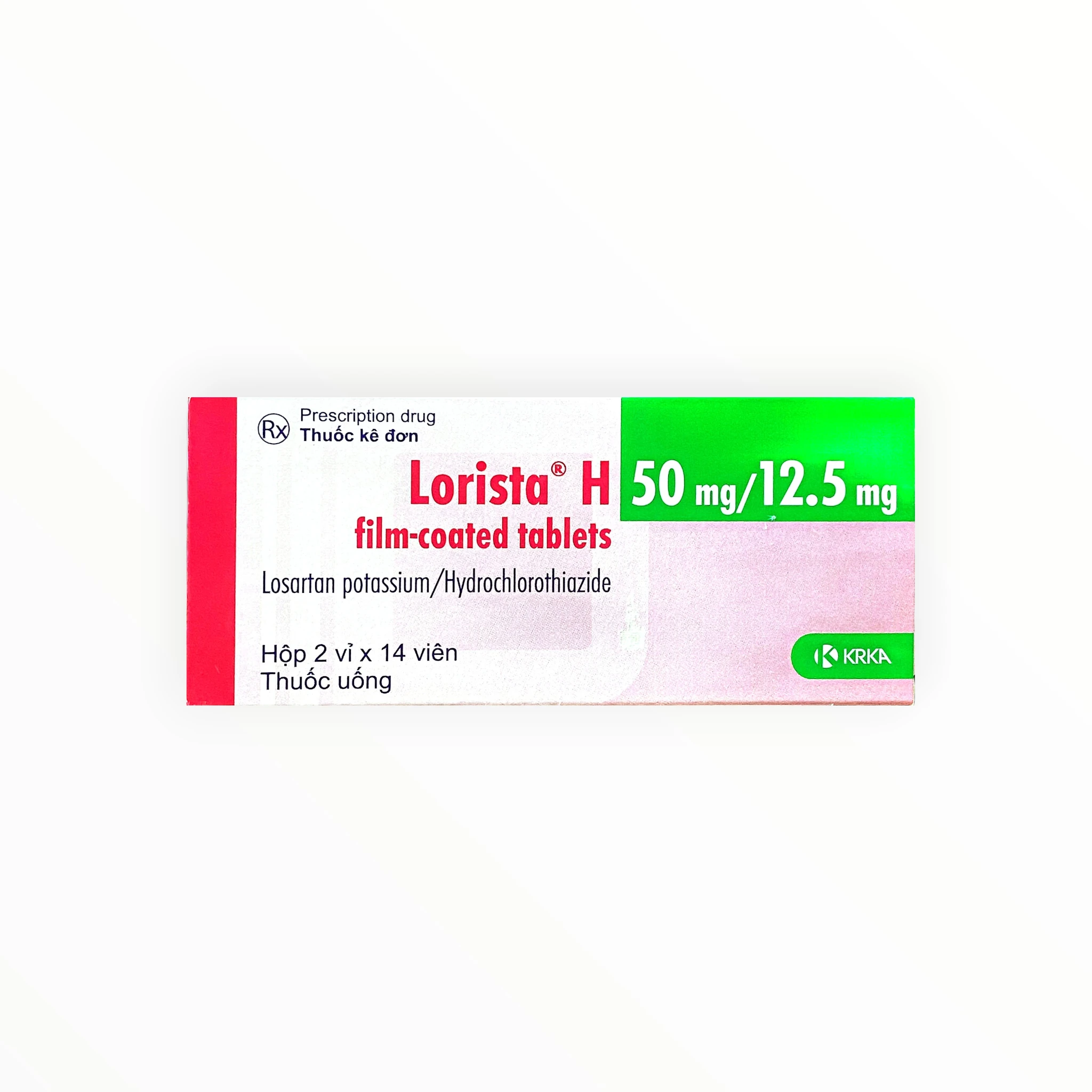Thuốc Lorista H 50mg/12,5mg Losartan/Hydrochlorothiazid điều trị tăng huyết áp 1 Hộp thuốc Lorista H 50mg/12,5mg Losartan/Hydrochlorothiazid