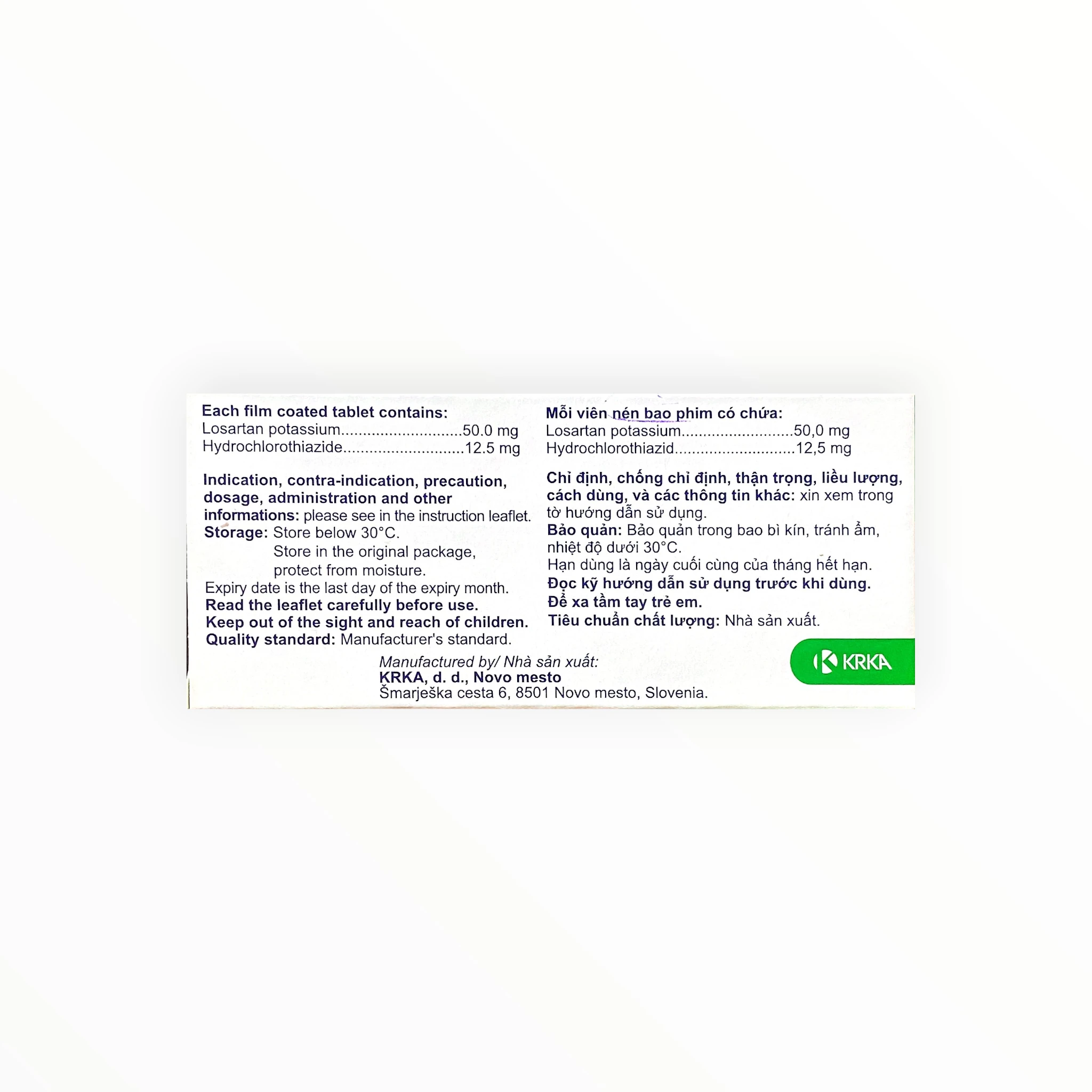 Thuốc Lorista H 50mg/12,5mg Losartan/Hydrochlorothiazid điều trị tăng huyết áp 2 Hộp thuốc Lorista H 50mg/12,5mg Losartan/Hydrochlorothiazid