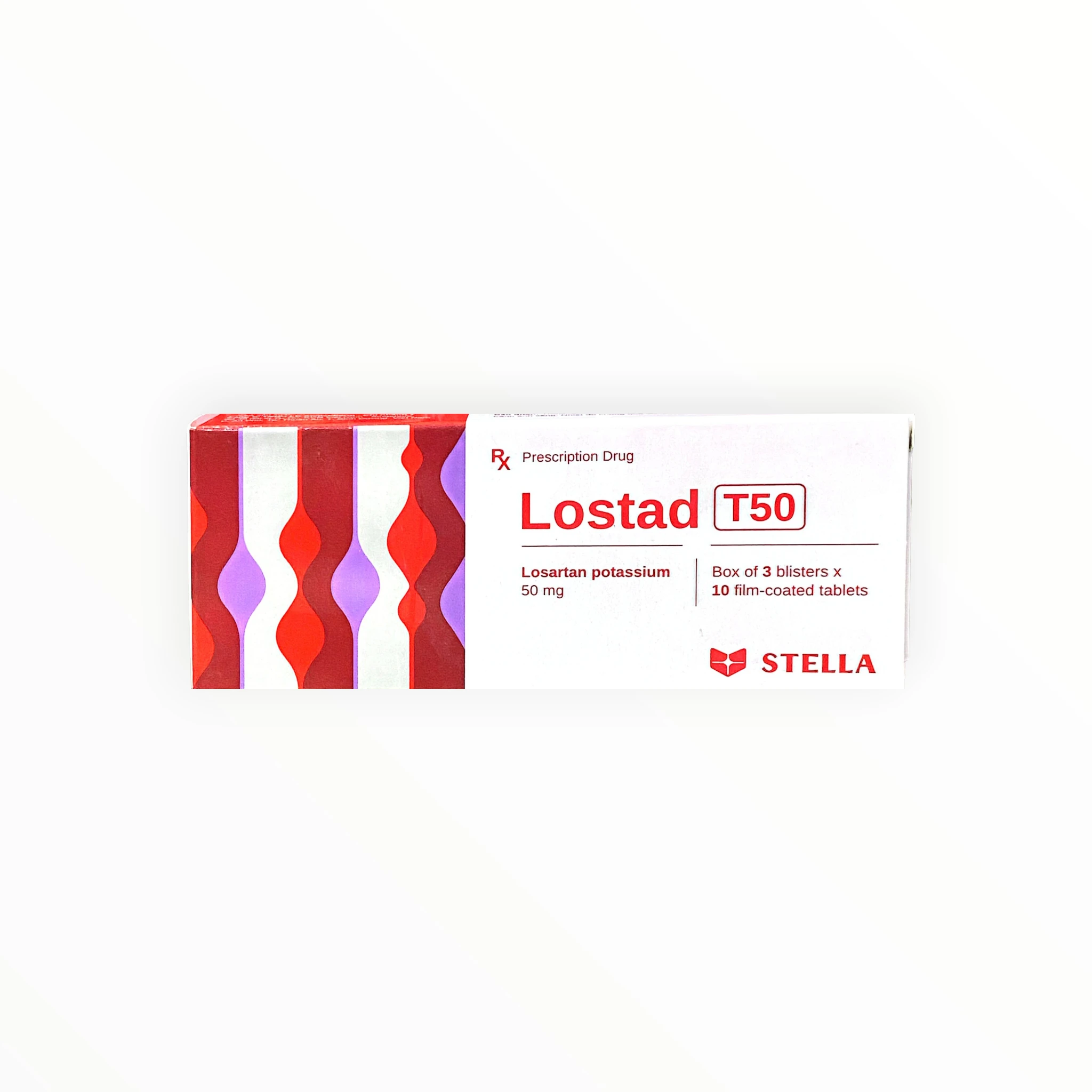 Thuốc Lostad T50 Losartan 50mg điều trị tăng huyết áp (Hộp 3 vỉ x 10 viên) 1 Hộp thuốc Lostad T50 Losartan 50mg