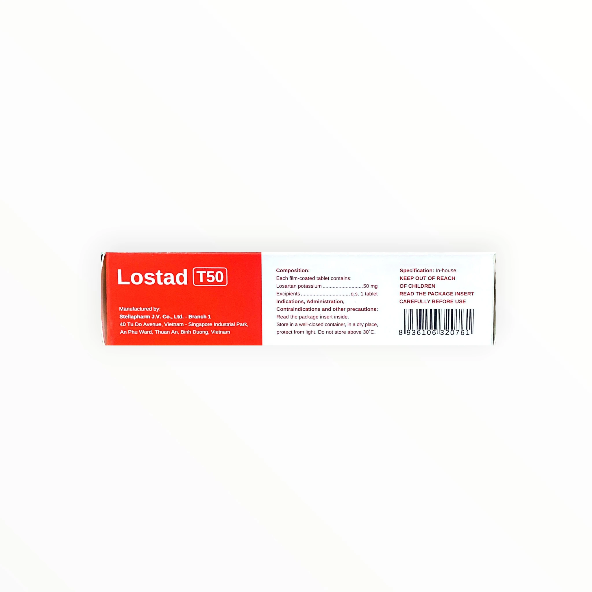 Thuốc Lostad T50 Losartan 50mg điều trị tăng huyết áp (Hộp 3 vỉ x 10 viên) 2 Hộp thuốc Lostad T50 Losartan 50mg