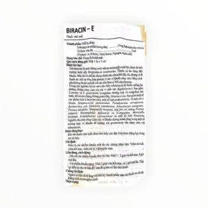 Thuốc nhỏ mắt Biracin-E Tobramycin 0,3% điều trị nhiễm khuẩn mắt (Hộp 1 lọ 5ml) 10 Tờ hướng dẫn sử dụng thuốc nhỏ mắt Biracin-E Tobramycin 0,3%
