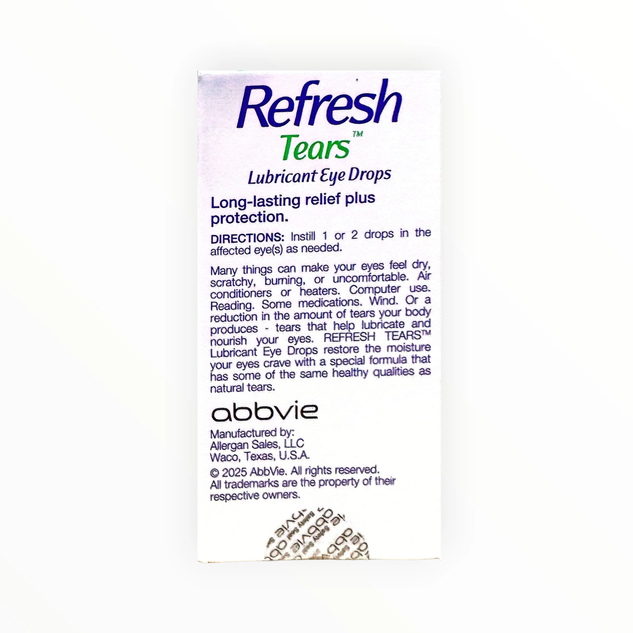 Thuốc nhỏ mắt Refresh Tears làm trơn mắt, giảm khô rát, kích ứng mắt (Hộp 1 lọ 15ml) 3 Hộp thuốc nhỏ mắt Refresh Tears