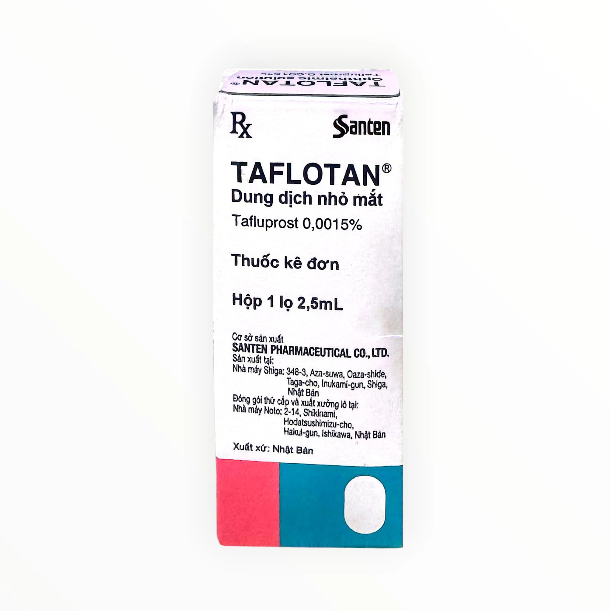 Thuốc nhỏ mắt Taflotan Tafluprost 0,0015% điều trị tăng nhãn áp, glôcôm góc mở (Hộp 1 lọ 2,5ml) 1 Hộp thuốc nhỏ mắt Taflotan Tafluprost 0,0015%