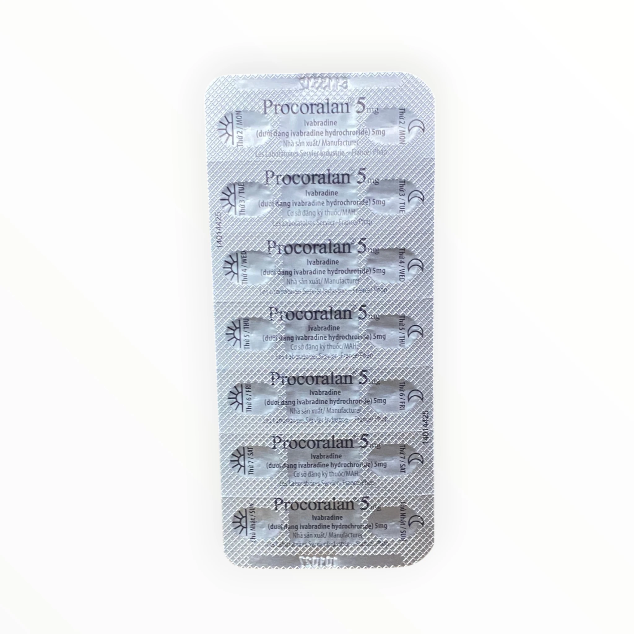 Thuốc Procoralan 5mg Ivabradine điều trị đau thắt ngực, suy tim mạn tính 5 Vỉ thuốc Procoralan 5mg Ivabradine