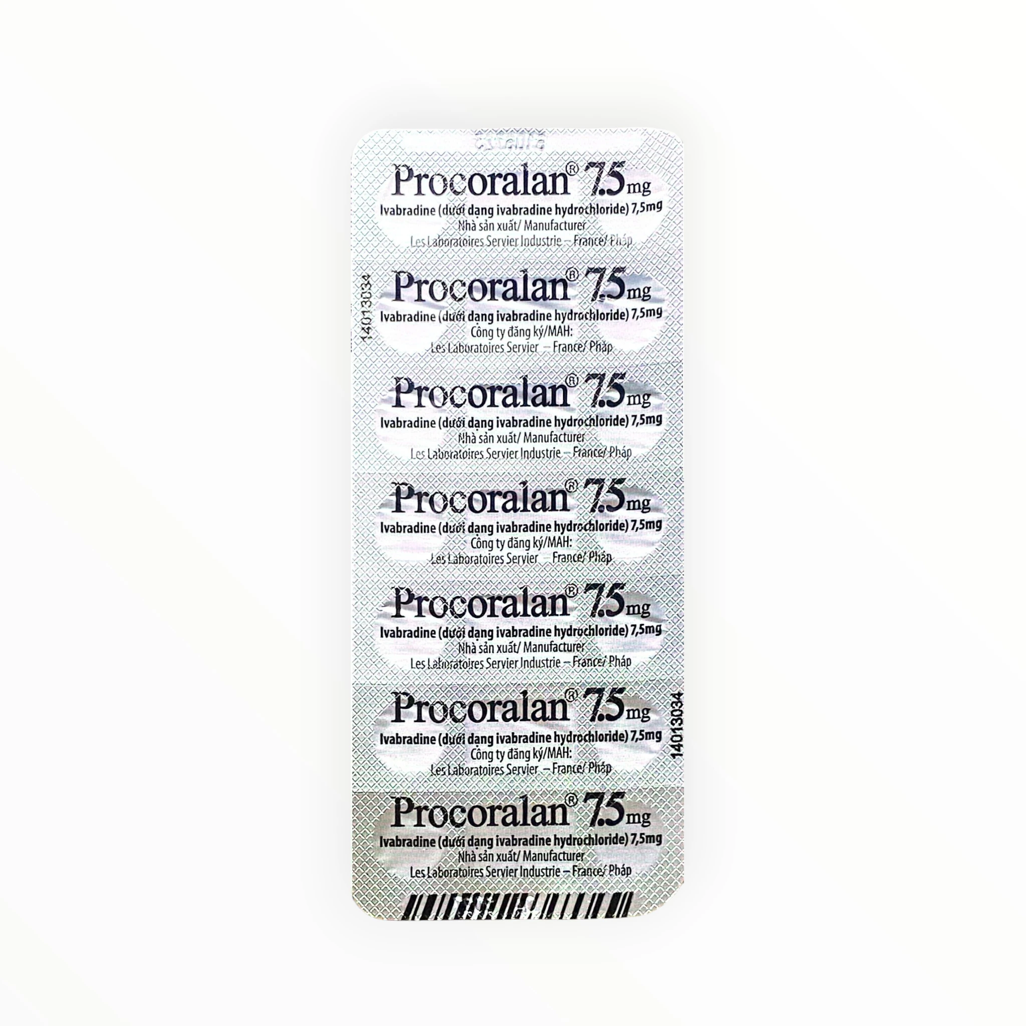 Thuốc Procoralan 7,5mg Ivabradine điều trị đau thắt ngực, suy tim mạn tính 5 Vỉ thuốc Procoralan 7,5mg Ivabradine