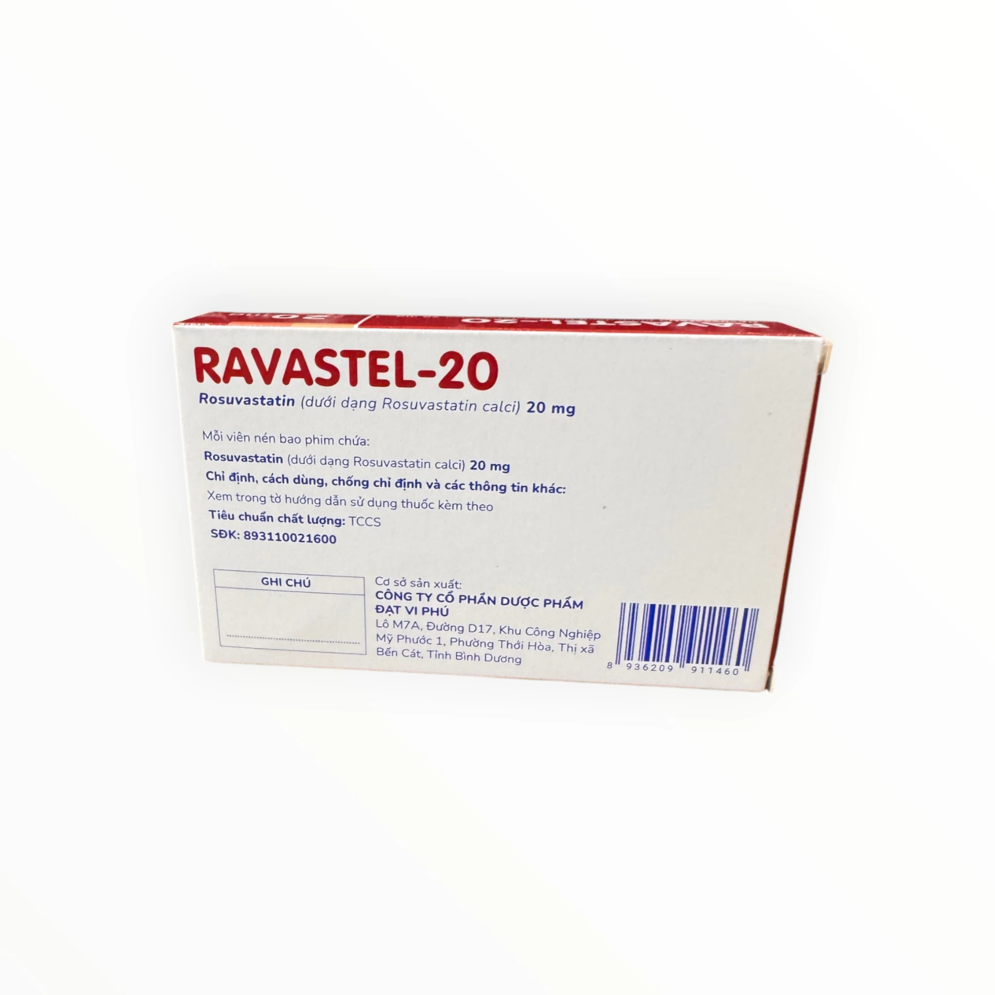 Thuốc Ravastel-20 Rosuvastatin 20mg điều trị rối loạn lipid máu (Hộp 3 vỉ x 10 viên) 2 Hộp thuốc Ravastel-20 Rosuvastatin 20mg