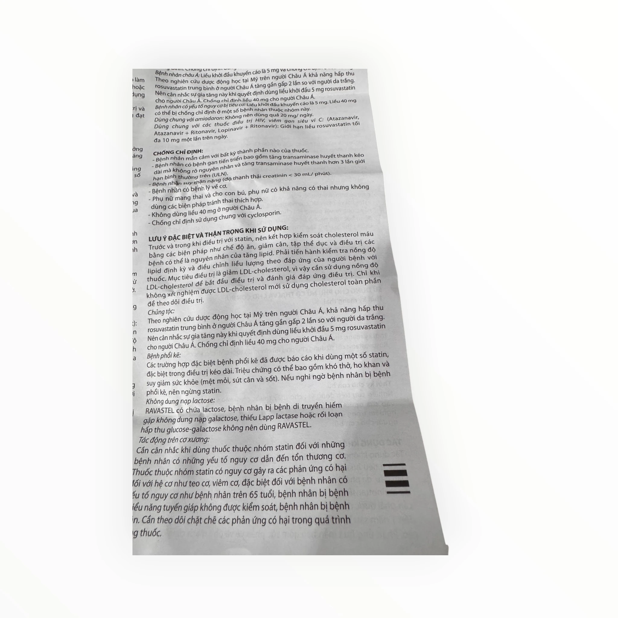 Thuốc Ravastel-5 Rosuvastatin 5mg điều trị rối loạn lipid máu (Hộp 3 vỉ x 10 viên) 10 Tờ hướng dẫn sử dụng thuốc Ravastel-5 Rosuvastatin 5mg