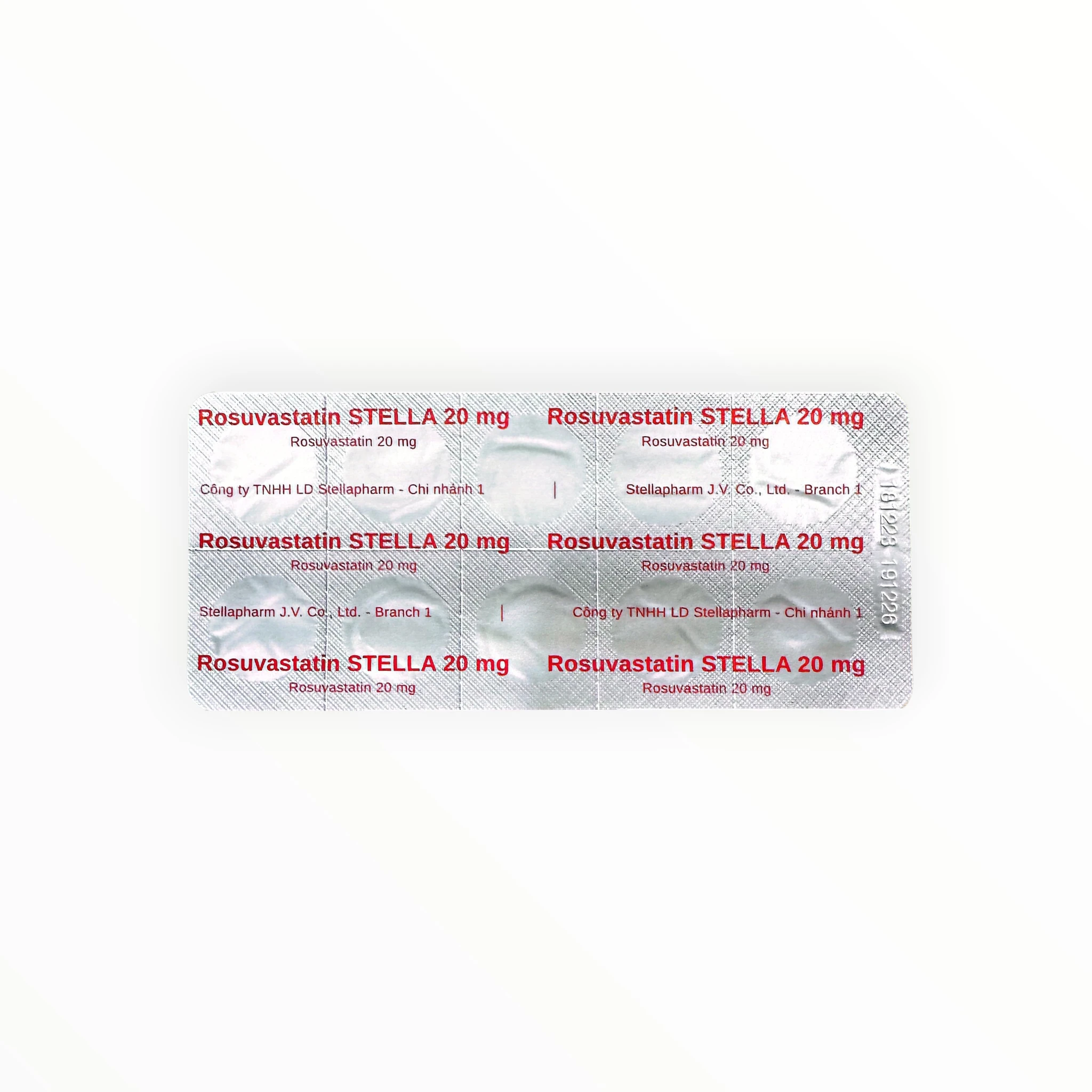 Thuốc Rosuvastatin STELLA 20mg điều trị rối loạn lipid máu (Hộp 3 vỉ x 10 viên) 2 Vỉ thuốc Rosuvastatin STELLA 20mg
