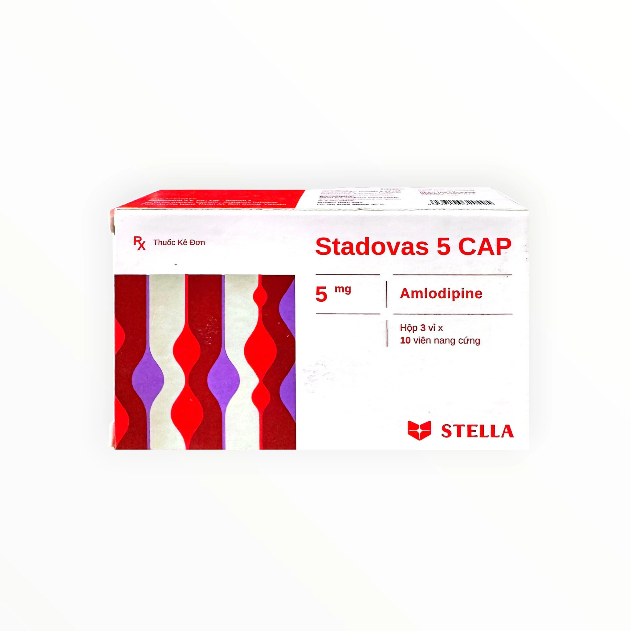 Thuốc Stadovas 5 CAP Amlodipine 5mg điều trị tăng huyết áp (Hộp 3 vỉ x 10 viên) 1 Hộp thuốc Stadovas 5 CAP Amlodipine 5mg