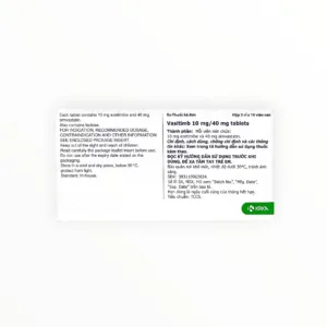 Hộp thuốc Vasitimb 10mg/40mg Ezetimibe/Simvastatin