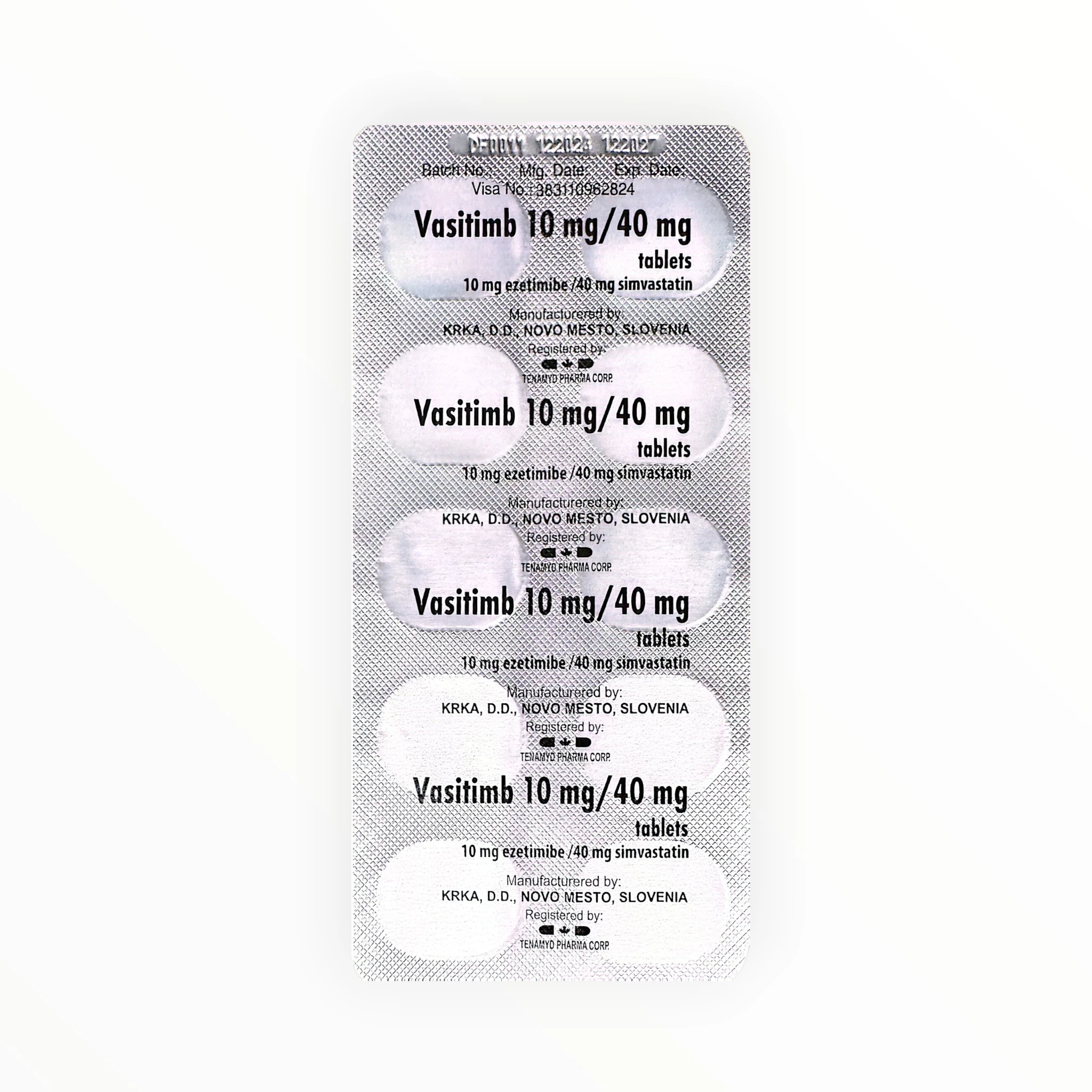 Thuốc Vasitimb 10mg/40mg Ezetimibe/Simvastatin điều trị rối loạn lipid máu (Hộp 3 vỉ x 10 viên) 3 Vỉ thuốc Vasitimb 10mg/40mg Ezetimibe/Simvastatin