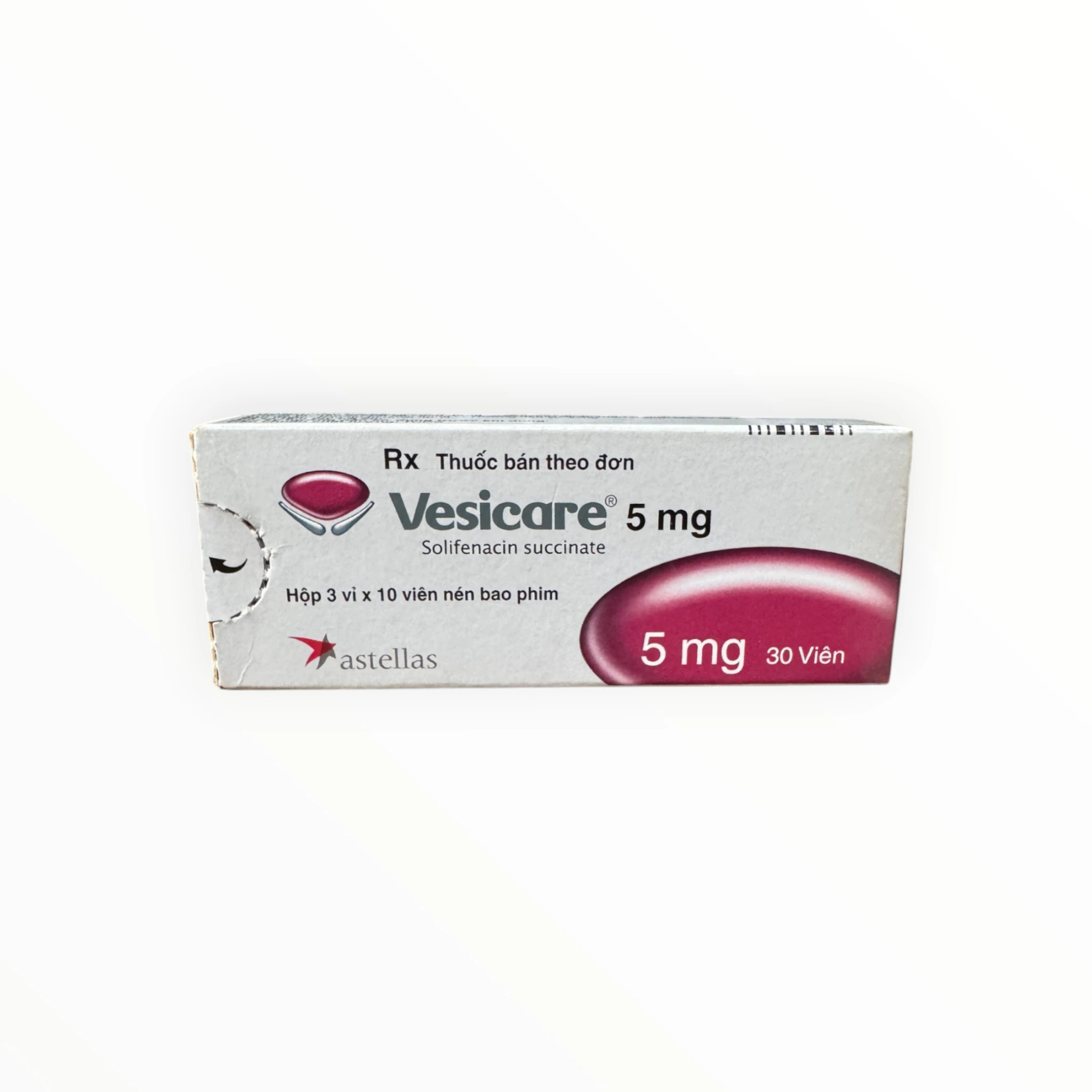Thuốc Vesicare 5mg Solifenacin succinate điều trị bàng quang tăng hoạt (Hộp 3 vỉ x 10 viên) 1 Hộp thuốc Vesicare 5mg Solifenacin succinate