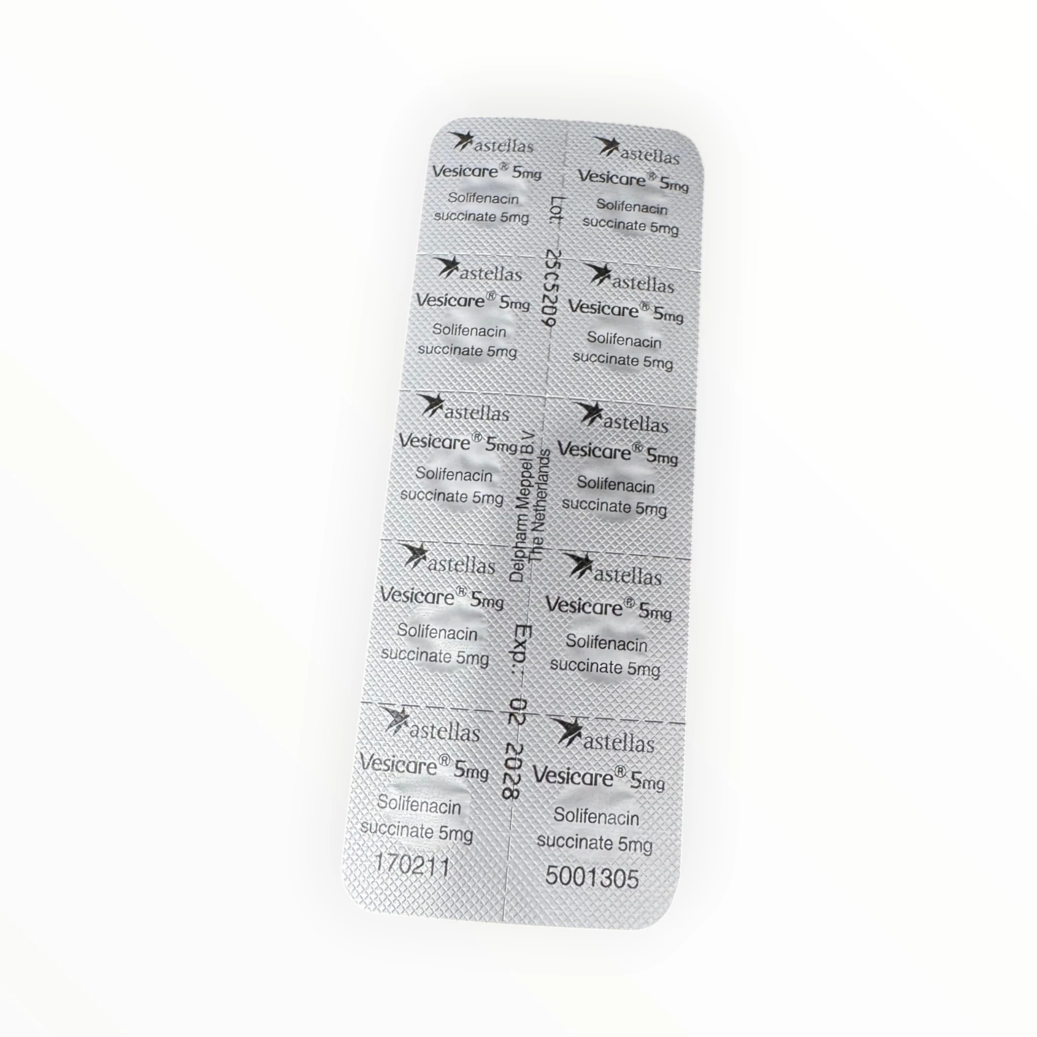 Thuốc Vesicare 5mg Solifenacin succinate điều trị bàng quang tăng hoạt (Hộp 3 vỉ x 10 viên) 2 Vỉ thuốc Vesicare 5mg Solifenacin succinate