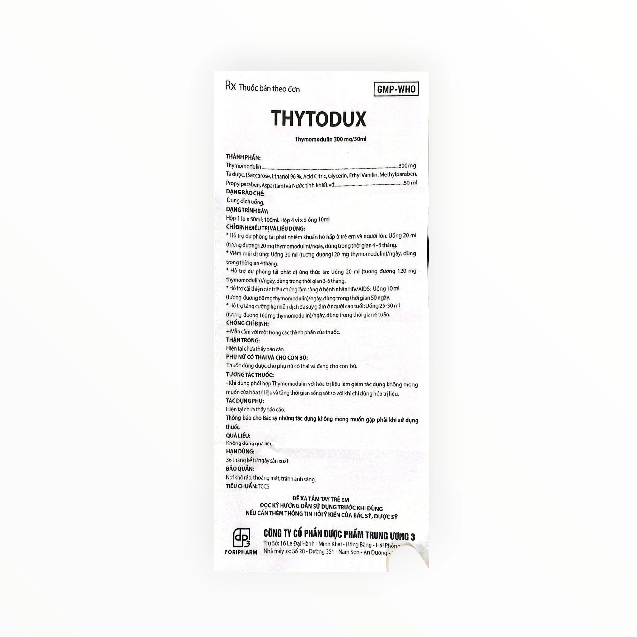 Thuốc Thytodux Thymomodulin 60mg/10ml tăng cường miễn dịch, dự phòng tái phát nhiễm khuẩn hô hấp (Hộp 4 vỉ x 5 ống x 10ml) 7 Thuốc Thytodux Thymomodulin 60mg/10ml tăng cường miễn dịch, dự phòng tái phát nhiễm khuẩn hô hấp (Hộp 4 vỉ x 5 ống x 10ml) - tờ hướng dẫn sử dụng 1