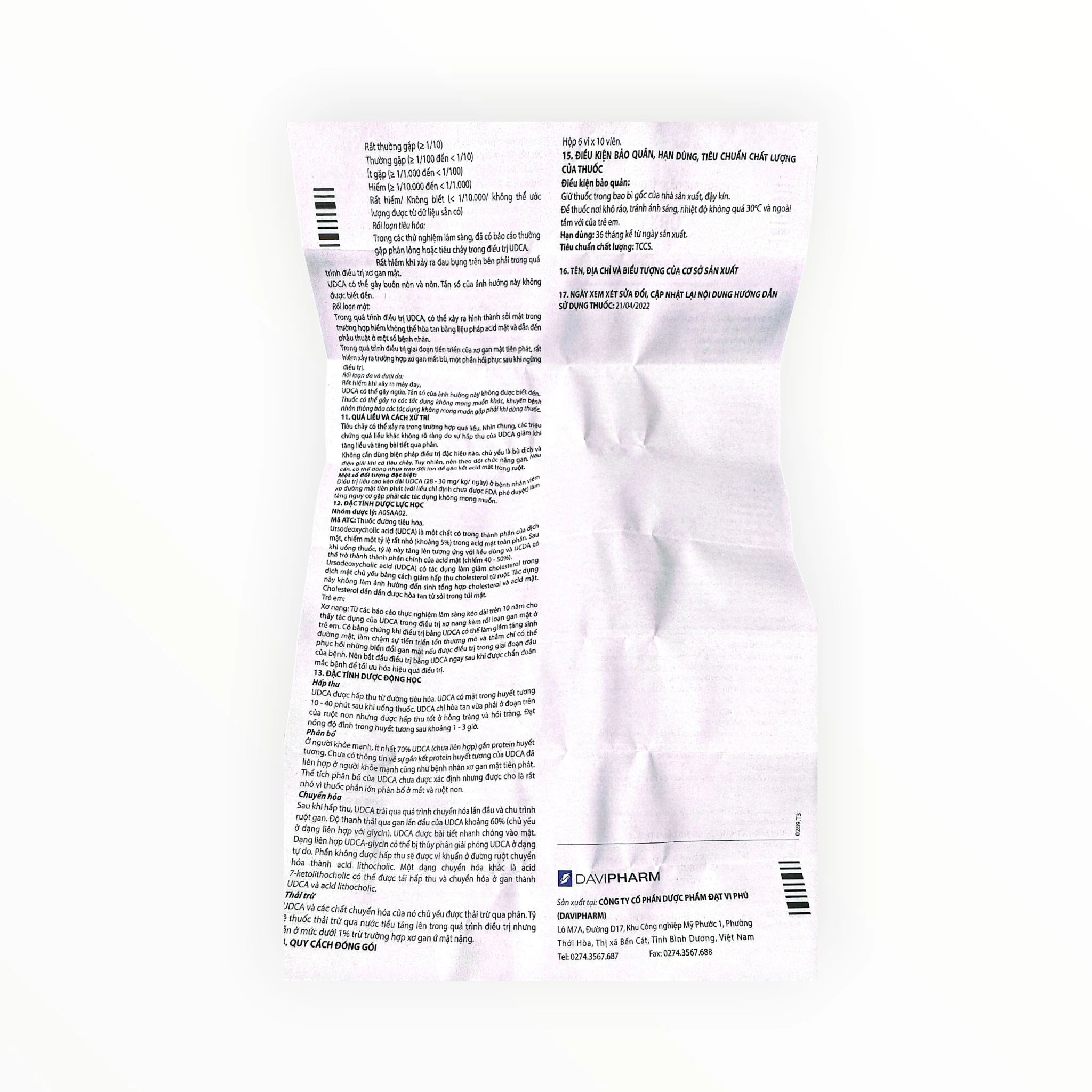 Urxyl 300mg - Ursodeoxycholic Acid Davipharm - Hộp 6 Vỉ x 10 Viên 6 Urxyl 300mg - Ursodeoxycholic Acid Davipharm - Hộp 6 Vỉ x 10 Viên - tờ hướng dẫn sử dụng 2