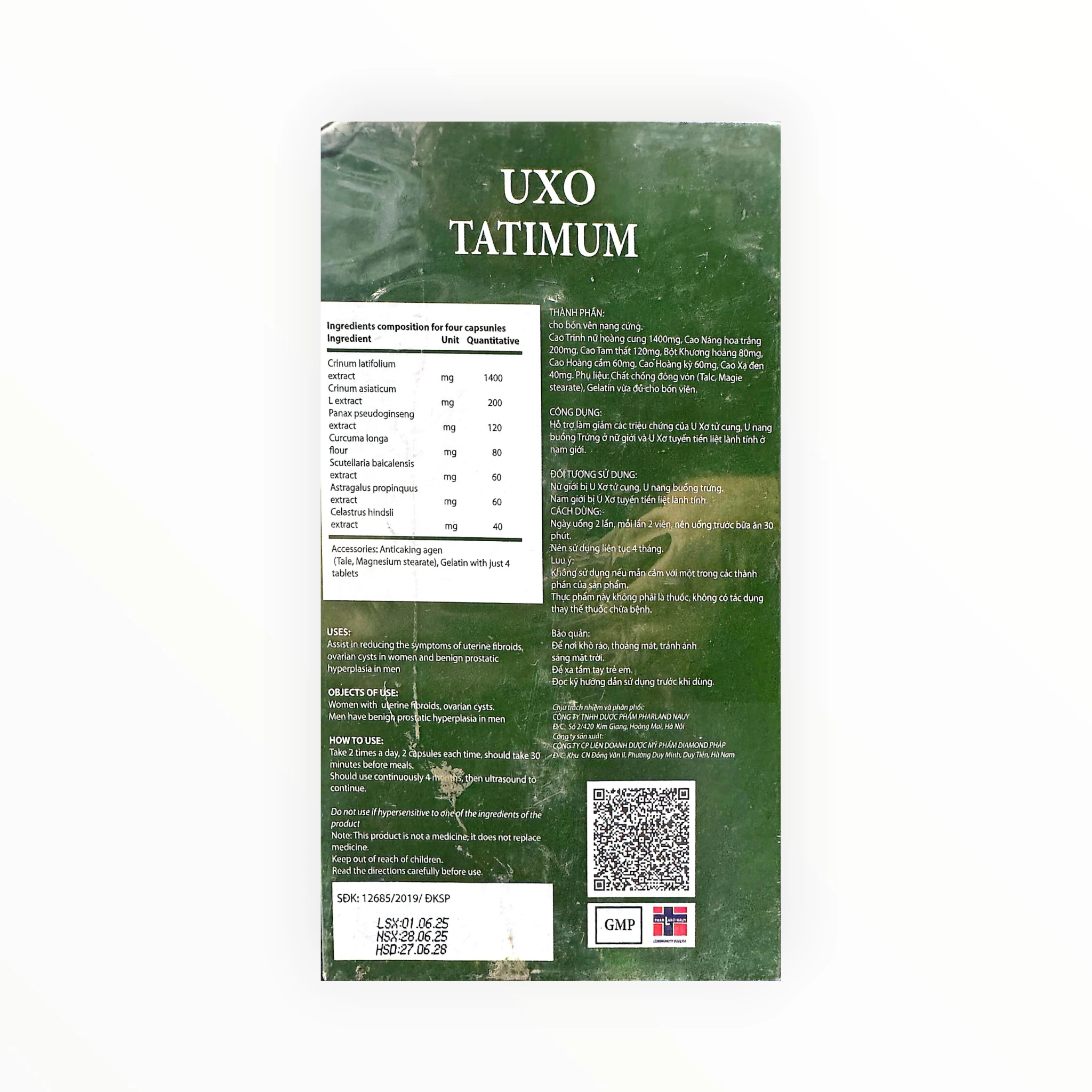 Viên nang UXO Tatimum Trinh nữ hoàng cung 1400mg hỗ trợ giảm triệu chứng u xơ tử cung, u xơ tiền liệt tuyến (Lọ 50 viên) 2 Viên nang UXO Tatimum Trinh nữ hoàng cung 1400mg hỗ trợ giảm triệu chứng u xơ tử cung, u xơ tiền liệt tuyến (Lọ 50 viên) - hộp 2