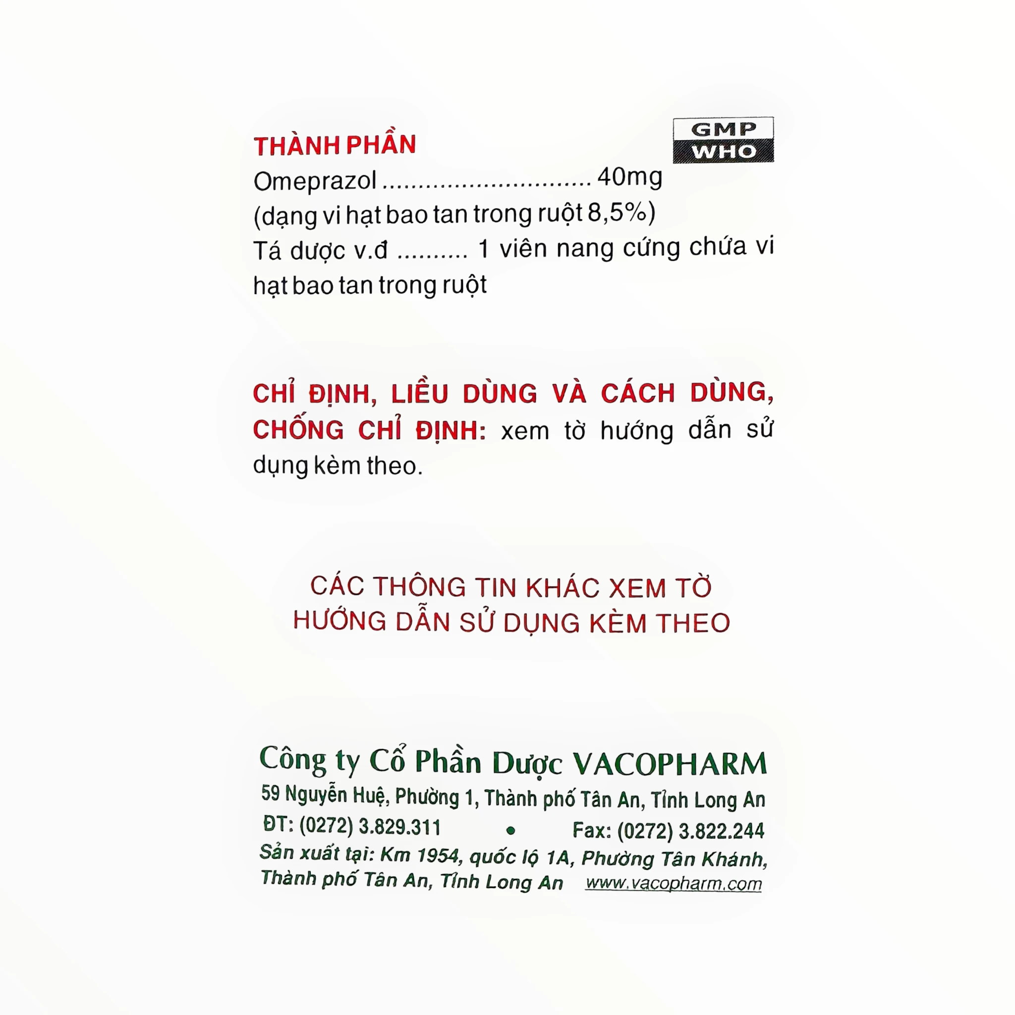 Thuốc VacoOmez 40 Omeprazol điều trị loét dạ dày tá tràng, viêm thực quản trào ngược (Hộp 10 vỉ x 10 viên) 2 VacoOmez 40 - hộp 2