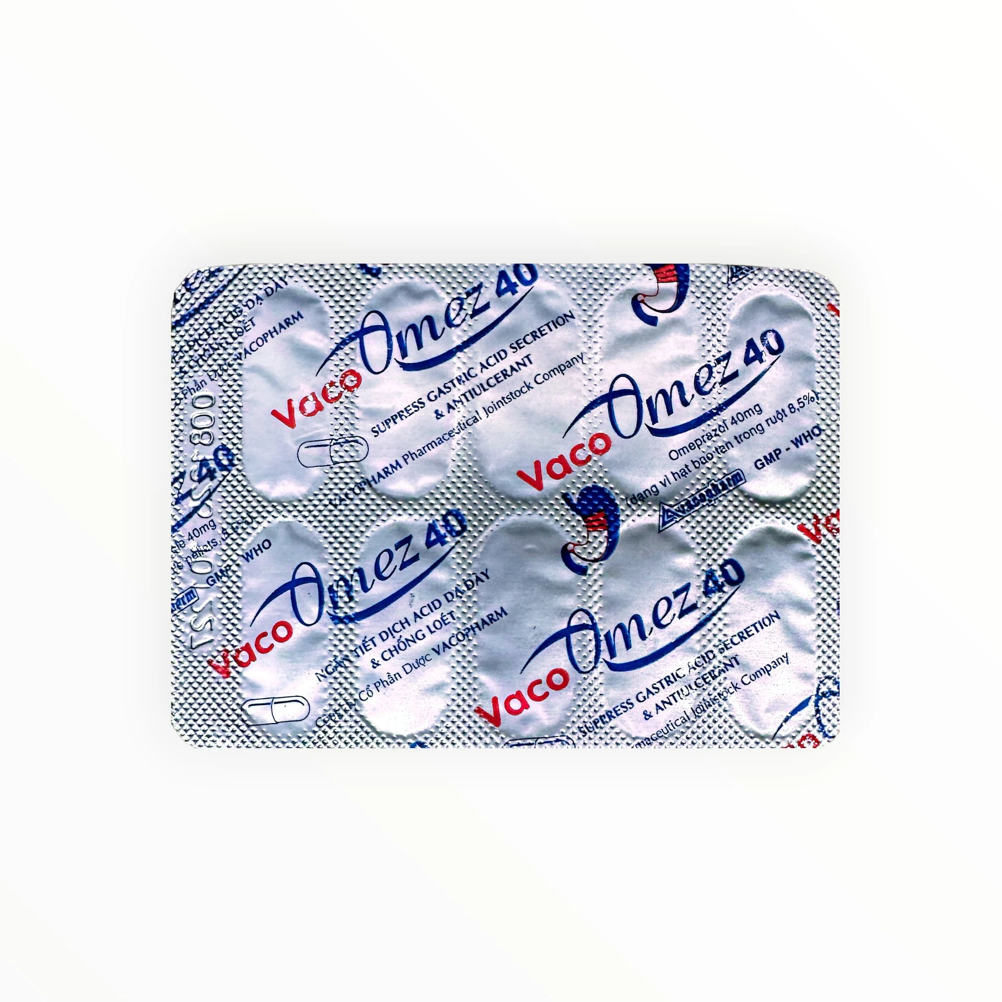 Thuốc VacoOmez 40 Omeprazol điều trị loét dạ dày tá tràng, viêm thực quản trào ngược (Hộp 10 vỉ x 10 viên) 4 VacoOmez 40 - vỉ 1