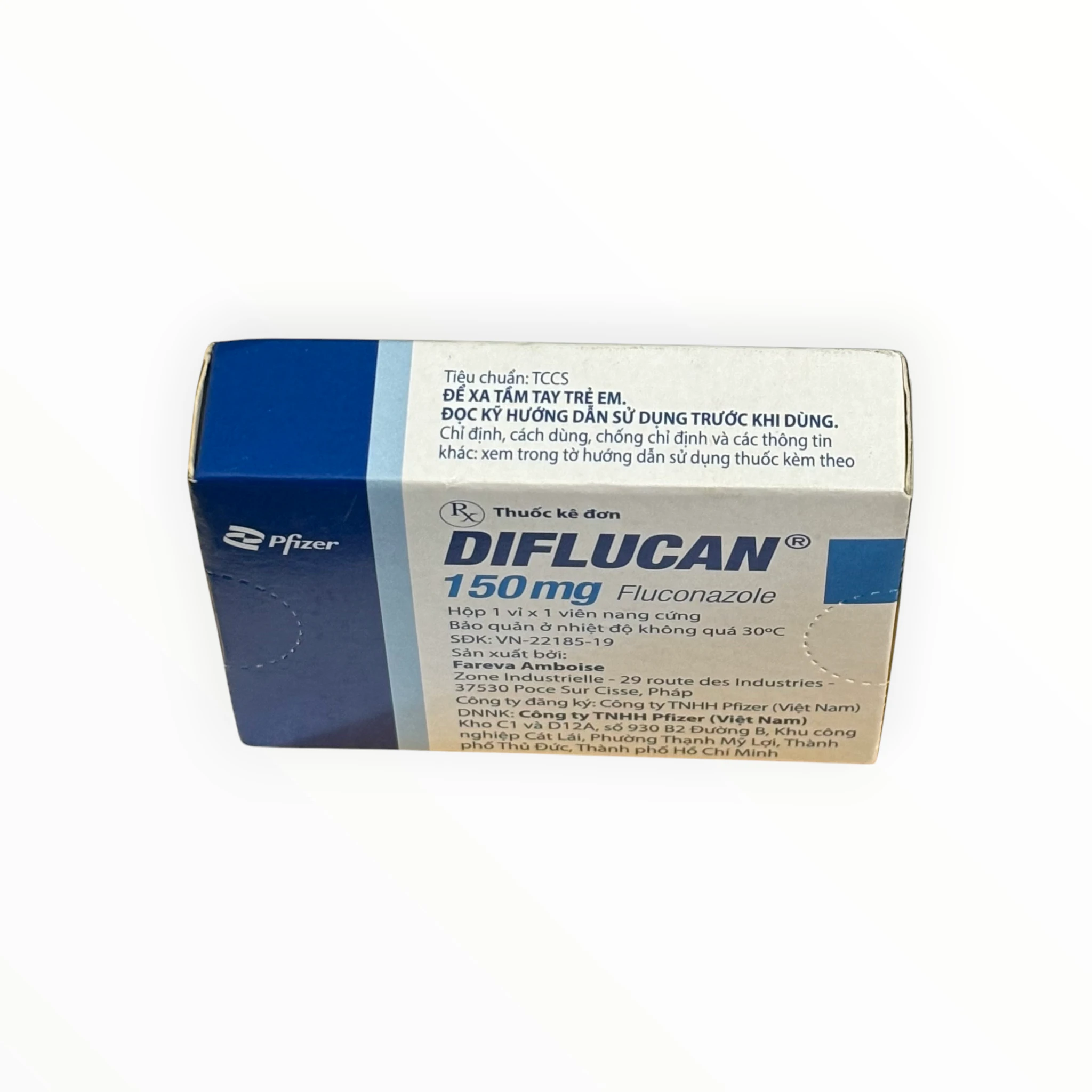 Viên nang cứng Diflucan Điều trị nhiễm nấm Candida, Cryptococcus (Hộp 1 vỉ x 1 viên nang cứng) 2 Hộp viên nang cứng Diflucan