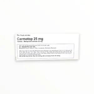 Viên nén Carmotop 25mg Magistra C&C Điều trị tăng huyết áp, đau thắt ngực, loạn nhịp tim (Hộp 3 vỉ x 10 viên nén) 6 Hộp viên nén Carmotop 25mg Magistra C&C