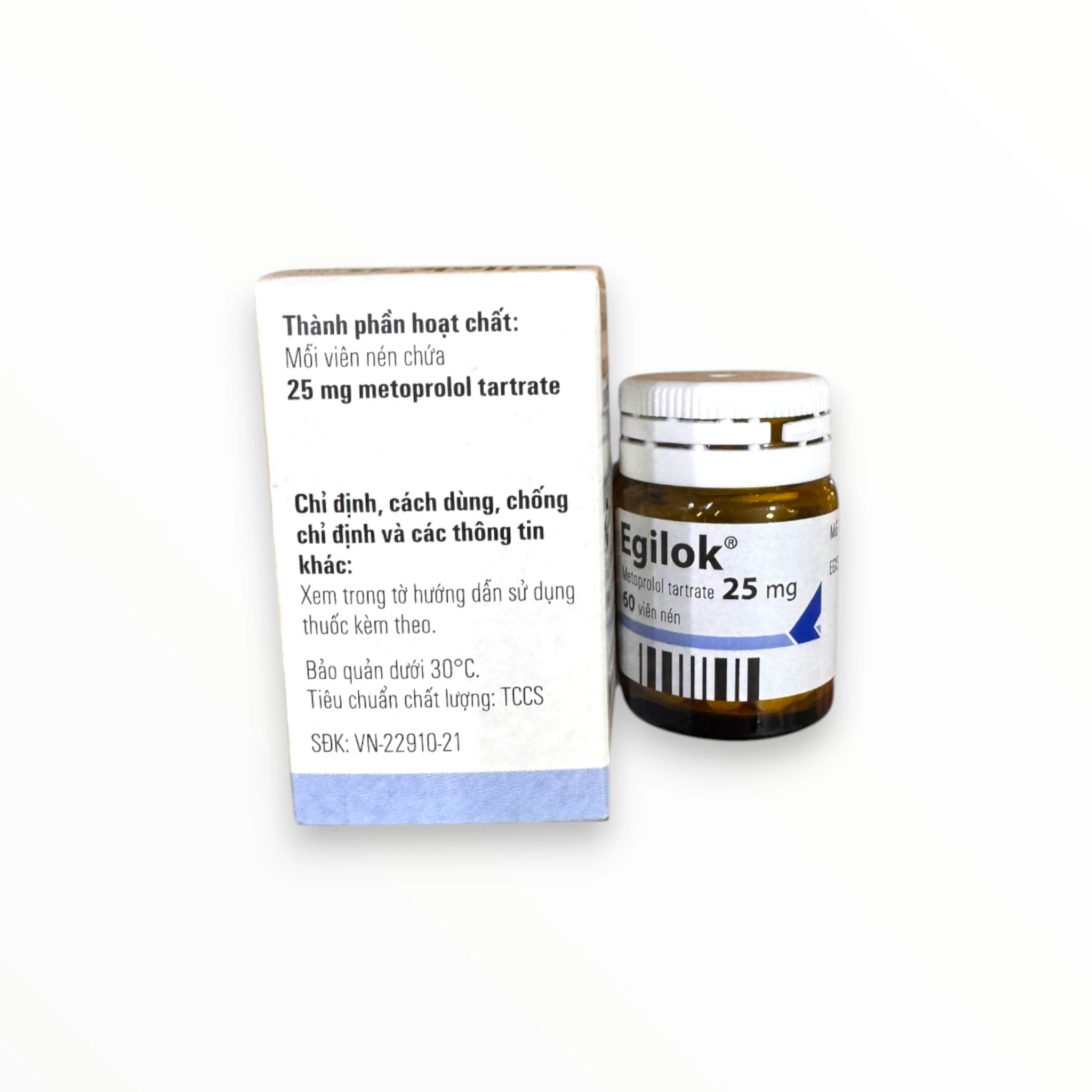 Viên nén Egilok 25mg Egis Điều trị tăng huyết áp, đau thắt ngực, loạn nhịp tim (Hộp 1 lọ x 60 viên nén) 4 Hộp viên nén Egilok 25mg Egis