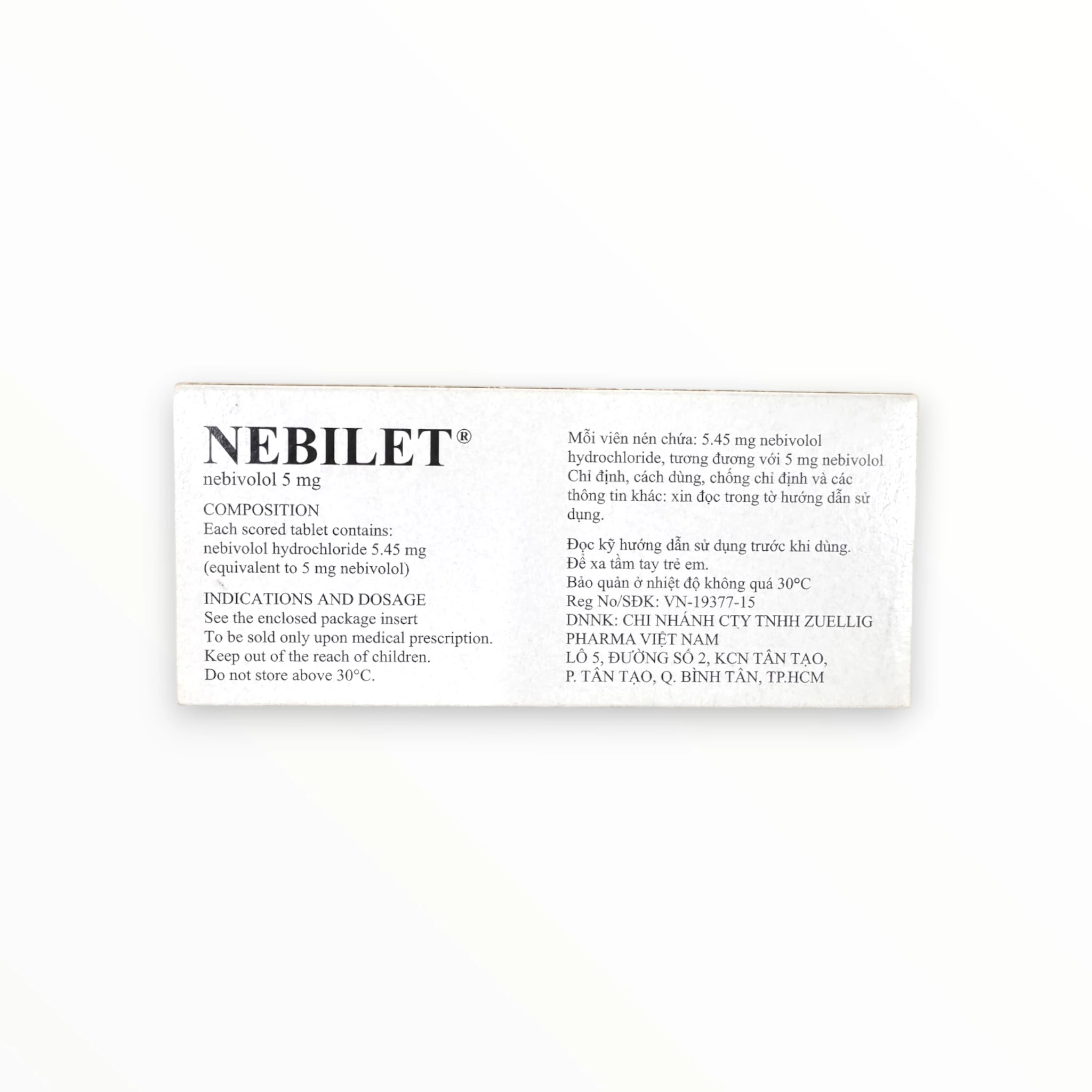 Viên nén Nebilet 5mg Menarini Điều trị tăng huyết áp, suy tim mạn tính (Hộp 1 vỉ x 14 viên nén) 2 Hộp viên nén Nebilet 5mg Menarini