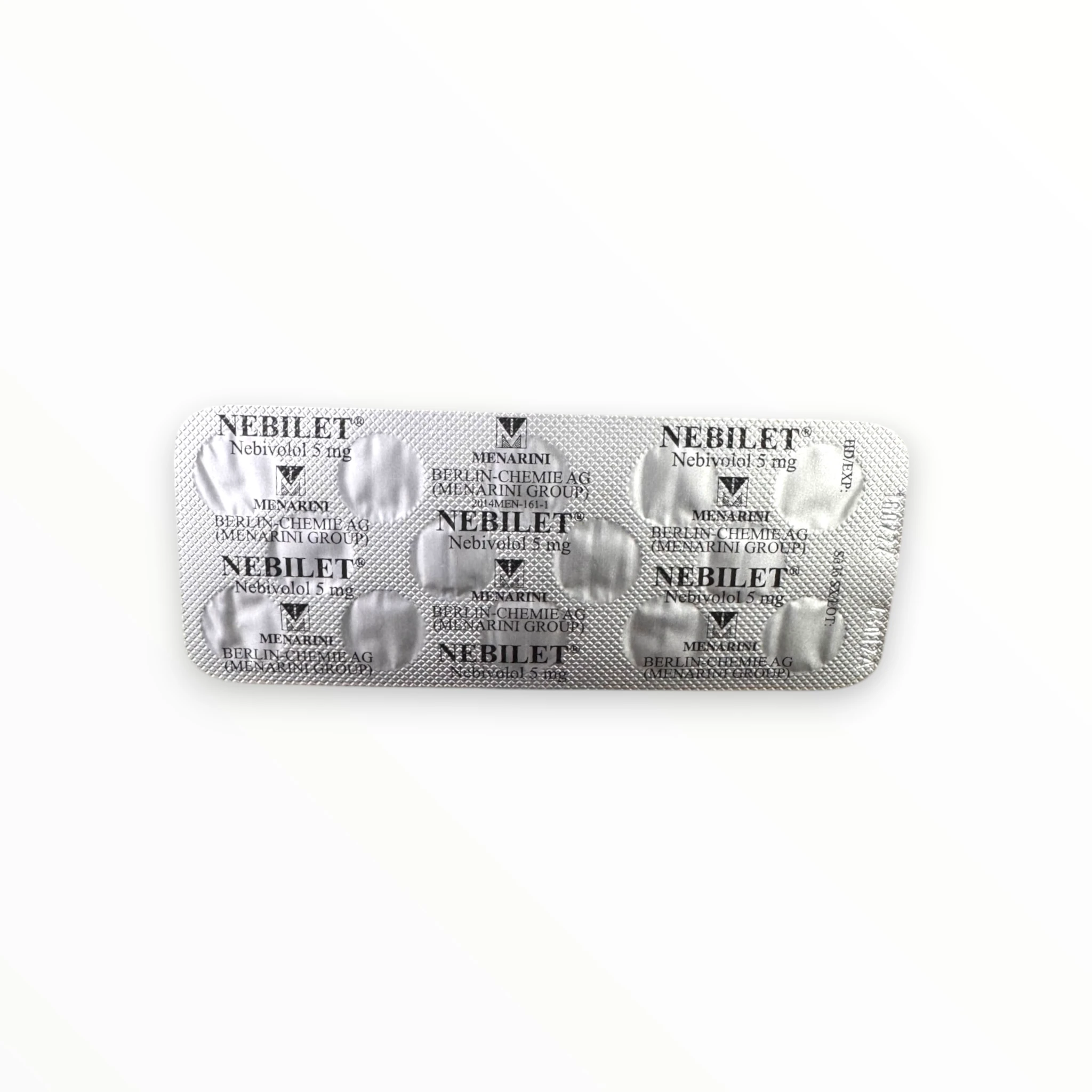 Viên nén Nebilet 5mg Menarini Điều trị tăng huyết áp, suy tim mạn tính (Hộp 1 vỉ x 14 viên nén) 3 Vỉ viên nén Nebilet 5mg Menarini