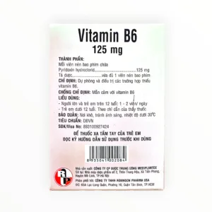 Thuốc Vitamin B6 125mg Pyridoxin HCl điều trị thiếu hụt vitamin B6, nhiễm độc isoniazid (Hộp 10 vỉ x 10 viên) - hộp 3